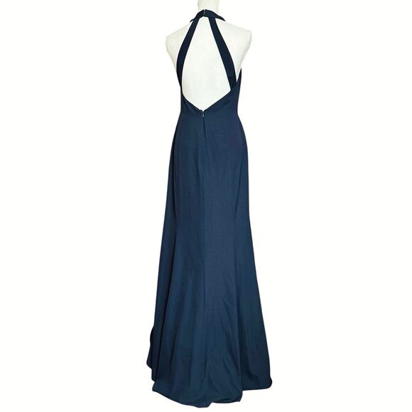 BHLDN Anthropologie NAVY dark blue Montreal maxi dress halter women's size 8 - Picture 5 of 12
